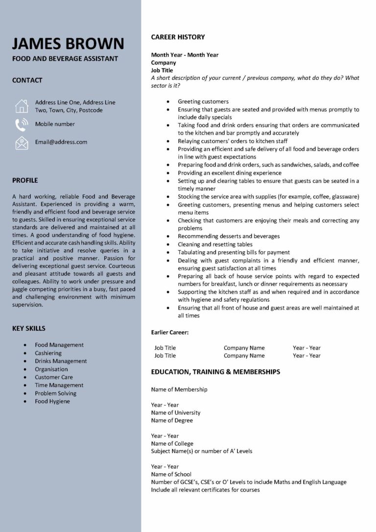 food-and-beverage-assistant-cv-template-my-professional-cv